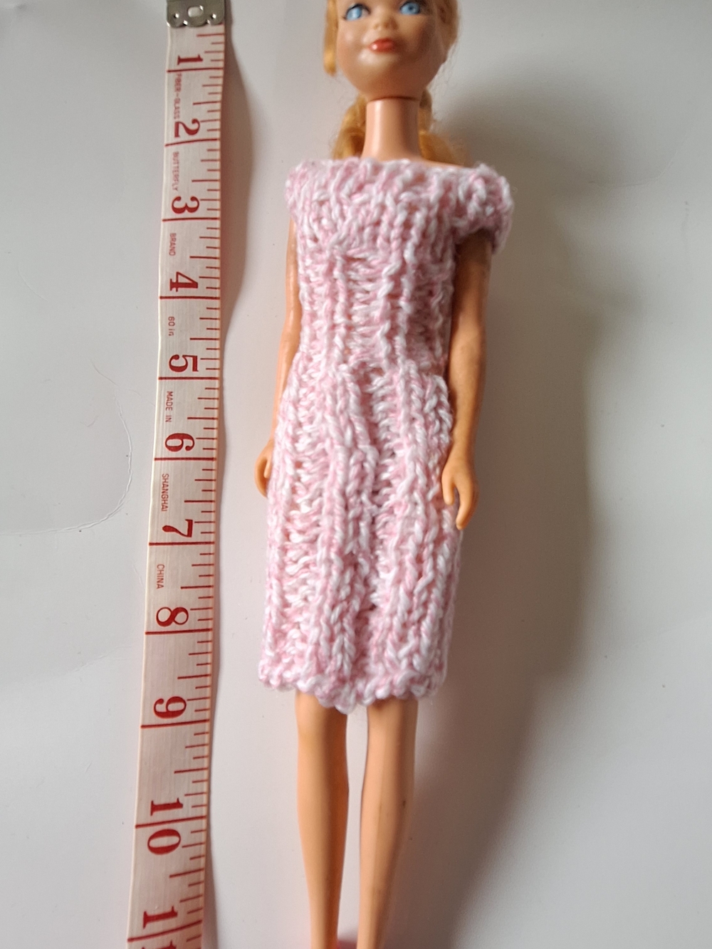 Barbie With Hand-Knit Light Pink Doll Dress